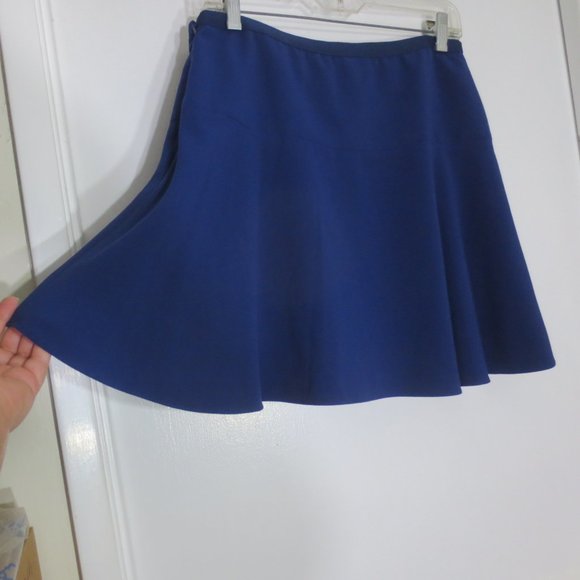 New BCBGMAXAZRIA Lucy Mini Skirt Blue Depth Classy Flare A-line Skater Size M - Picture 2 of 9
